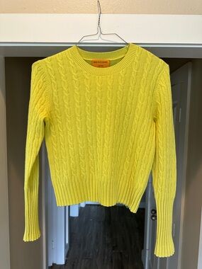 Women’s Guest in Residence Yellow Cable Knit Crewneck Sweater